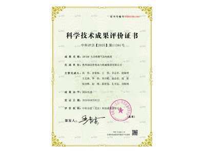 胜动集团公司20V190 大功率燃气发电机组通过国际先进水平鉴定